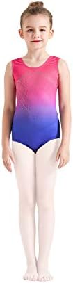 Leotards for Girls Gymnastics Gradient Rinestone Tank Ballet Dancewear