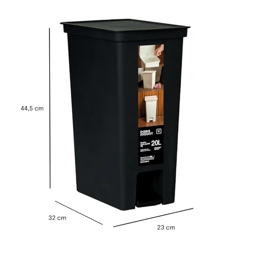 Lixeira Fly com Pedal 20L Paramount – Lixeira Plástica Grande com Tampa, Abertura sem Contato, Mais Higiene e Praticidade, Ideal para Cozinha, Escritório, Área Gourmet e Uso Profissional (Preto)