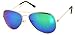 OWL Classic Aviator Sunglasses Metal Frame Silver Full Reflective Blue Mirror Lens UV400