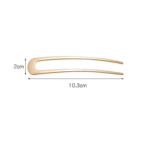 JKJF U Shaped Hair Pin Hair Fork Sticks Metal Hair Clips 2 Prong Updo Chignon Pins (4 Pack, Gold and Silver) - Thumbnail 4