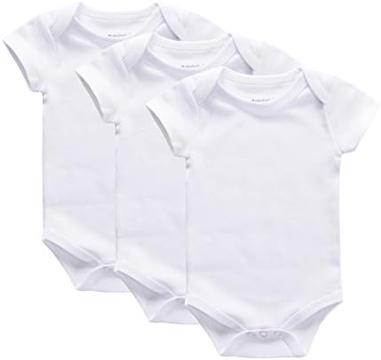 Newborn White Short Sleeve Bodysuits Organic Cotton Boy Girl Summer Outfit 3-Pack 0-12Month M