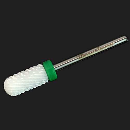 Beauticom Professional USA Ceramic White ROUND Top Small Barrel Bit Nail Drill (Grit: COARSE) 3/32" Shank Size