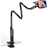 Gooseneck Bed Phone Holder Mount - Lamicall Flexible Long Arm Clip Clamp for Desk, Bendy Lazy Bracket Bedside Stand, Compatible with iPhone 11 Pro Xs Max XR X 8 7 6 Plus Samsung S10 S9 S8 Nintendo