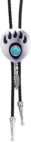 Huabola Authentic leather Western bear claw bolo tie for men with turquoise