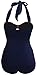 Gabrielle-Aug Retro Sailor Nautical One Piece Swimsuit Swimwear (M,Navy Blue)
