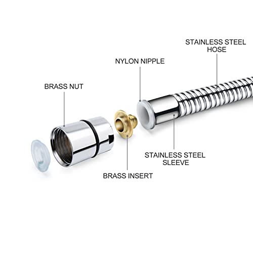 Blissland Shower Hose Extra Long 118 Inches Brushed Chrome Handheld