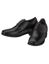 Calden Men's Invisible Height Increasing Elevator Shoes - Black Leather Lace-up Lightweight Dress Oxfords - 3 Inches Taller - K333021