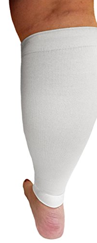 Compression Calf Sleeves XX Wide - Unisex, Soothing Gradient Support. Extra Wide Comfortable Cuff. (White)