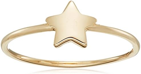 14k Italian Yellow Gold Star Ring, Size 7