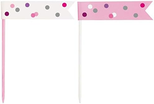 Birthday Flag Cupcake Toppers, Pink, 6 Count (Pack of 1) - Image 4