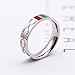 Fly.Dream Fashion Luxury Shine Celebrity Ring Classic Red and Green Bar Titanium Steel Ring (Silver, 9)