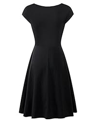 Vestido de cóctel con cuello en V y manga corta con cuello en V de Arolina para mujer con estampado floral acampanado