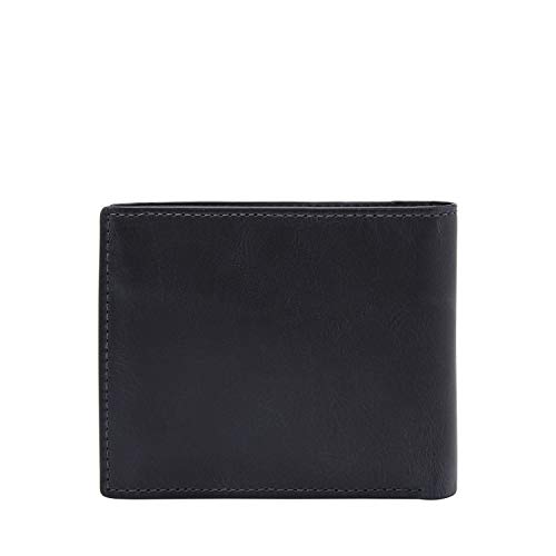 Fossil Men's Derrick Leather RFID blocking Bifold Wallet, Navy Pricepulse