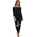 Longwu Women's Fashion Off-Shoulder Drawstring Jumpsuits Rompers Knee Hole Pants Black-S