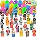 Qoolshow 24 Toys Filled Easter Eggs, 2.5” Bright Colorful Prefilled Plastic Easter Eggs with 24 Kinds of Boy and Girl Figurine Toys