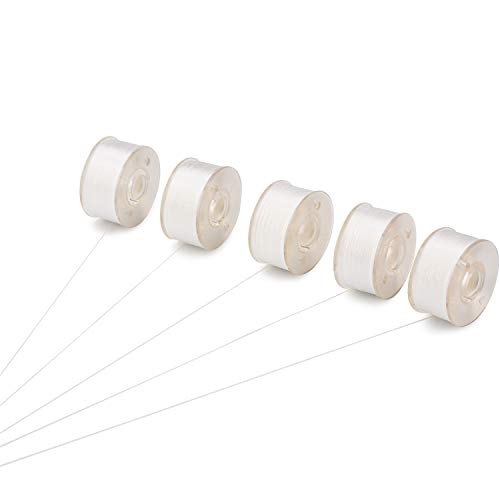 Simthread 144pcs Embroidery Pre-Wound Bobbins Thread, Class 15 Type A Size SA156, Polyester White 60 wt, Compatible with Bernina Pfaff Ambition BabyLock Brother Embroidery Sewing Machines Plastic Side