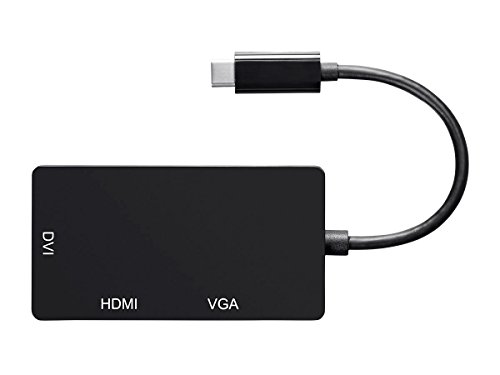 Monoprice USB Type-C to 4K HDMI, Single Link DVI, and VGA Passive Adapter, Black