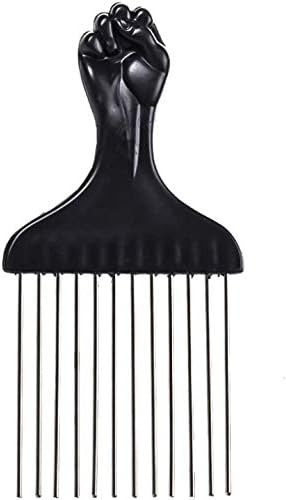 Afro Pick Comb Wide Metal Tooth Anti-Slip Plastic Handle Smooth Detangling and Hair Styling Magic Hair Coil Tool For Curly African Hairs