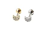 Cz Moon Earring,upper Ear Piercing,single Earring,tragus,11P-00584 (silver)