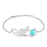 Lotus Fun S925 Sterling Silver Bracelet Cat Playing