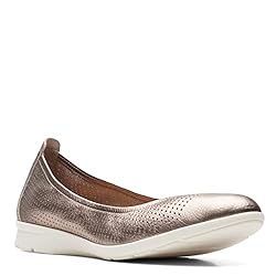 Clarks Womens Jenette Ease Ballet Flat, Metallic