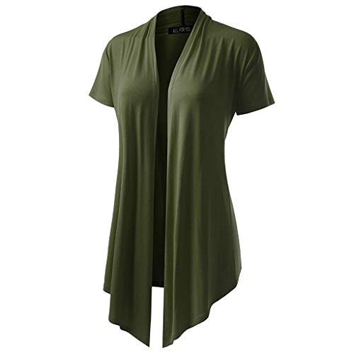 Cute Tops for Women,YEZIJIN Women's Soft Drape Cardigan Short Sleeve Smock Sun Wear Blouse Tops Clothes for Teen Girls Army Green