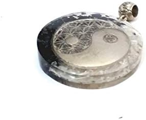 ASTROGHAR FENGSHUI YIN YANG Symbol Black Tourmaline & Selenite ORGONE Pendant
