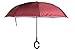 Awyio Creative Windproof Durable Double Layer Inverted Travel Straight Umbrella with Polka-dot Pattern Waterproof UV Protection Self Standing Quick Dry with C-Shaped Hands Free Handle,Wine Red