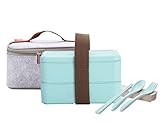 ArderLive Japanese Bento Box, Stackable Wheat Straw