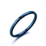 Men,Women's Wide 2mm Stainless Steel Rings Band Blue Wedding Polished