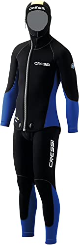 Cressi Mens Medas 5mm Two Piece Neoprene Wetsuit Jacket Longjohn - Black/Blue, Large