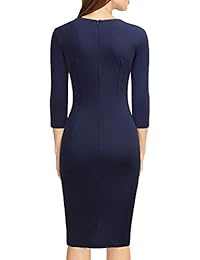 WOOSUNZE vestido de mujer casual 2 3 manga cuello en V volantes trabajo negocios lápiz