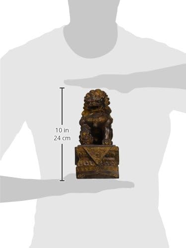 Design Toscano Male Chinese Guardian Lion Foo Dog Asian Decor Statue, 23 cm, Polyresin, Bronze Finish, 9 Inch - Image 4