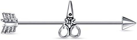 JRORYOU Industrial Barbell 18G 16G Industrial Piercing Stainless Steel Cartilage Earring Body Piercing Jewelry for Women Men