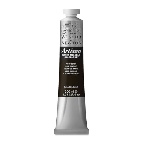 Winsor & Newton 1537331 Artisan wassermischbare Ölfarbe, hohe Pigmentkonzentration, gute Deckkraft & Lichtechtheit - 200ml Tube, Elfenbeinschwarz