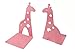 A Pair of Cute Cartoon Giraffe Nonskid Metal Bookends for Kids Children Bedroom Library School Office Desk Study Gift (Pink)