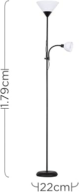 MiniSun Modern Gloss Black 2 Way Floor Lamp Mother Father Child view 2