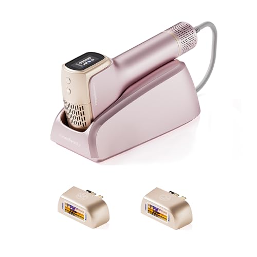 KinseiBeauty T36 Laser Hair Removal with Ice Cooling Painless Hair Removal for Women,10 Energy Levels and 999,999 Flashes, Hair Removal Device for Whole Body with 1*Bikini+1*Face+1*HR Lamp, Pink