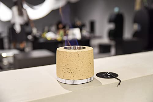 Aobaks Small Tabletop Rubbing Alcohol Fireplace Indoor Outdoor Fire Pit Portable Fire Concrete Bowl Pot Fireplace (Beige)