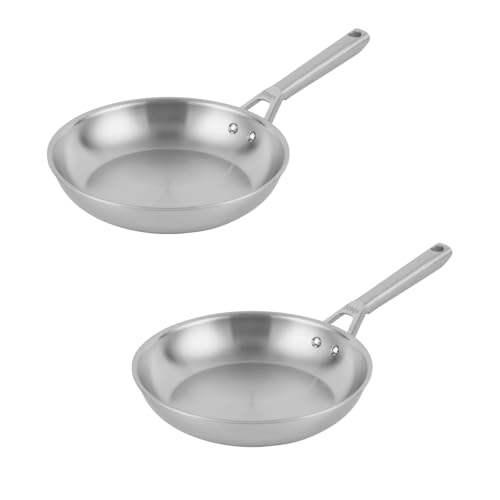 Ninja EverClad Stainless Steel 2-Piece, Cookware Set of 2 Frying Pan, Suitable for All hob Types Including Induction, Oven Safe to 300°C, Full Induction Base, Silver, C92000EUI