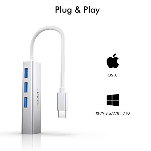 USB C Hub, 4-in-1 USB-C to Gigabit Ethernet Adapter, USB 3.0 1Gbps RJ45 Port I Thunderbolt to RJ45 LAN Converter, Support MacBookPro/MacBook Air/iPad