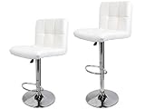TMS 2 Synthetic Leather Modern Design Adjustable Swivel Barstools Hydraulic Bar Stool (WHITE)