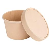 8 oz. Disposable Paper Food Storage & Freezer Containers with Vented Lids, Pack of 25. Biodegradable, Compostable, Cup Size Pails Great for Soups, Ice Cream, 