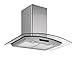 Kitchen Bath Collection 30-inch Wall-mounted Stainless Steel Range Hood with Arched Tempered Glass & Touch Screen Control Panel, Carbon filters included.