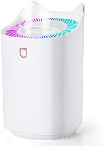 加湿器 卓上 アロマ 2020最新版 超音波式 かしつき ダブルノズル 霧量調整可能 七色LEDライト 空焚き防止 上から給水 3.3L大容量 24時間連続加湿 超静音 除菌 省エネ 空気清浄 小型 空気浄化機 乾燥/花粉症対策 部屋/車載/オフィス適用