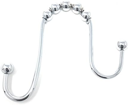 DOTZ Chrome Shower Curtain Rings, Double Hooks, Durable Stainless Steel, Set of 12