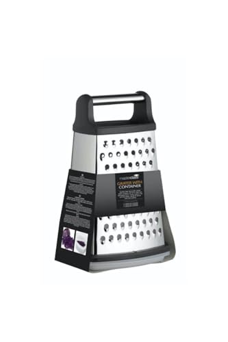 MasterClass Stainless Steel Box Grater with Bowl, 23 cm (9 inches), Black