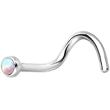 Body Candy Stainless Steel White 2.3mm Synthetic Opal Nose Screw 18 Gauge 1/4
