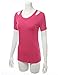 Doublju Women Round Neck Short Sleeve Top with Shoulder Hole Point