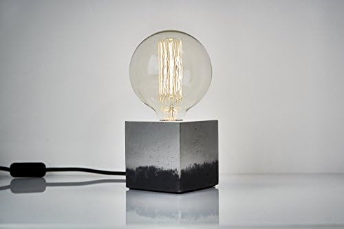 Concrete Lamp "The Cube" Two-colored concrete table lamp with black textile cable and extra large Edison bulb